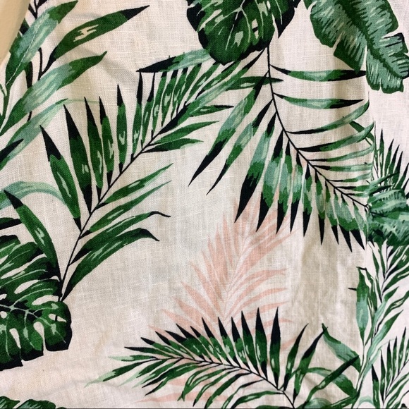 C&C California 100% Linen Palm Leaf Print Shift Dress Small - Picture 4 of 9